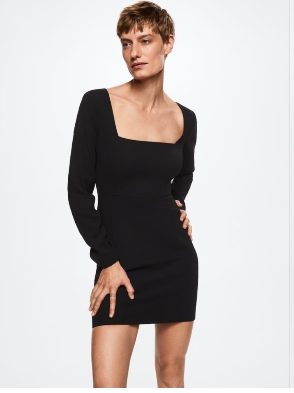 Mango square neck mini dress NWT